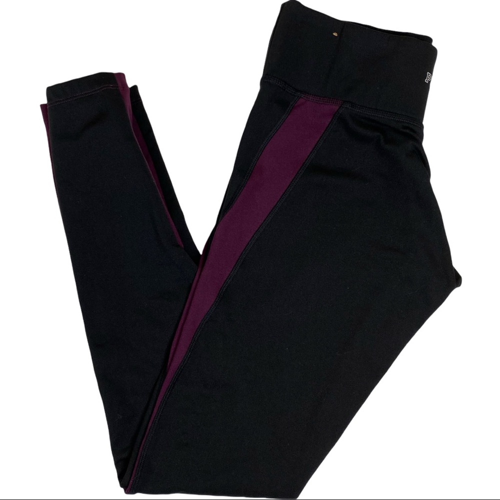 VS Pink  Black & Burgundy Color Block Leggings S